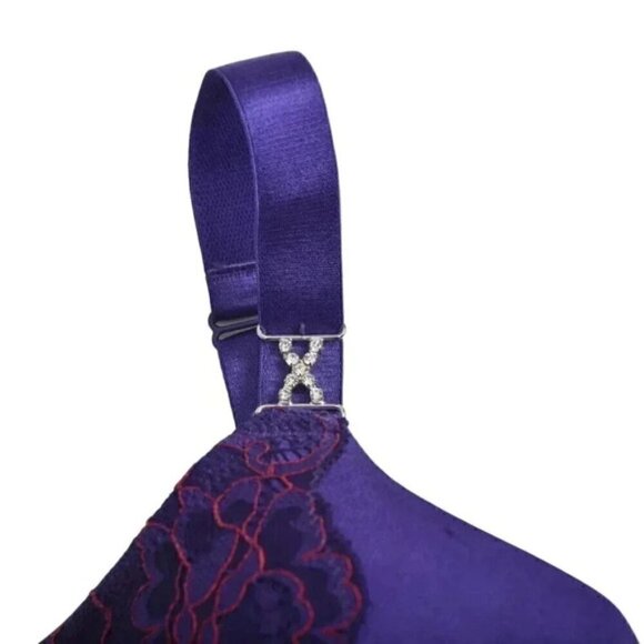 Deesse Purple Red Bra Lace Satin Underwire Size 40DDD - Picture 3 of 7